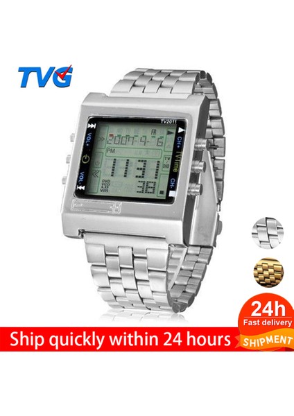Şerit Tvg Spor Erkekler Izle Yeni Dikdörtgen Uzaktan Kumanda Dijital Alarm Tv DVD Uzaktan Bayanlar Paslanmaz Çelik Kol Saati Moda Rahat (Yurt Dışından)