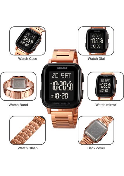 Siyah Lüks Marka Skmeı Elektronik Erkek Izle Moda Çelik Kayış Dijital Saat Su Geçirmez Chrono Kronometre Saat Orijinal Kol Saati (Yurt Dışından) fırsatları