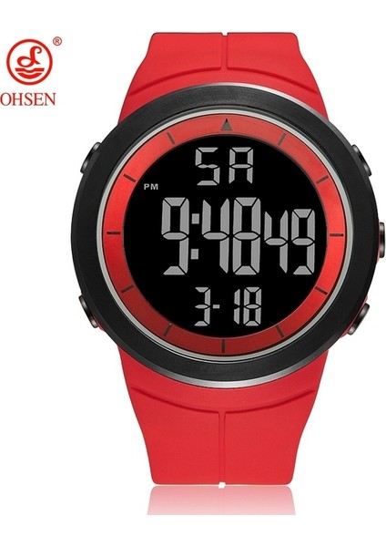 Kırmızı Siyah Moda Dijital Erkek Saatler Beyaz Su Geçirmez Açık Spor Kol Saati Şok Direnci Elektronik Saat Kronometre Çalar Saat (Yurt Dışından)