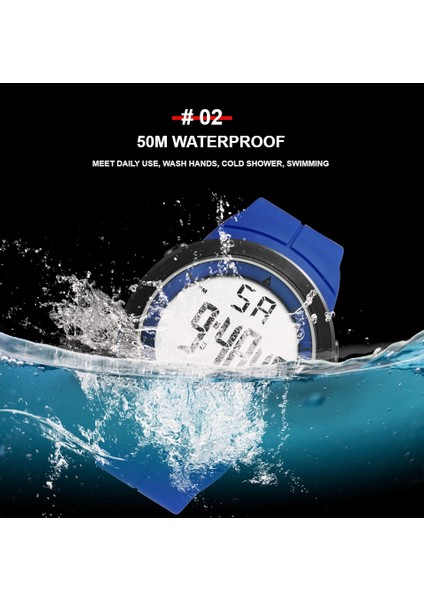 Kırmızı Siyah Moda Dijital Erkek Saatler Beyaz Su Geçirmez Açık Spor Kol Saati Şok Direnci Elektronik Saat Kronometre Çalar Saat (Yurt Dışından) modelleri