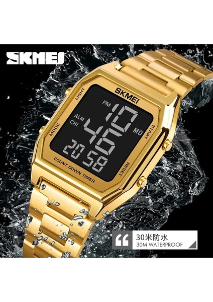 Gümüş Beyaz Orijinal Marka Erkek Saatler Moda Skmeı Erkek Kol Saati LED Işık Chronograph Dijital Saat Kol Saati Relogio Masculino (Yurt Dışından) fırsatları