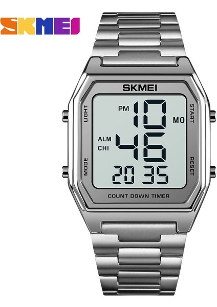 Gümüş Beyaz Orijinal Marka Erkek Saatler Moda Skmeı Erkek Kol Saati LED Işık Chronograph Dijital Saat Kol Saati Relogio Masculino (Yurt Dışından) indirimleri