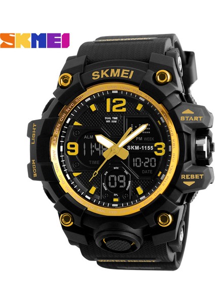 Altın Skmeı Çift Ekran Saatler Erkekler Çok Fonksiyonlu Spor Dijital Bilek Erkek Izle Üst Marka 12/24 Saat Colck Moda Reloj Hombre (Yurt Dışından)