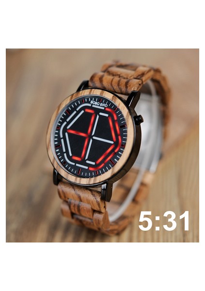 P13-1 Bobo Bırd L-P13 Erkek Güncel Paslanmaz Çelik Ahşap Saat Farklı Renkler Zebra Ahşap Kayış Lüks Saat Erkek (Yurt Dışından)
