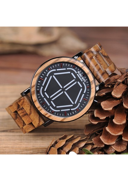 P13-1 Bobo Bırd L-P13 Erkek Güncel Paslanmaz Çelik Ahşap Saat Farklı Renkler Zebra Ahşap Kayış Lüks Saat Erkek (Yurt Dışından) modelleri