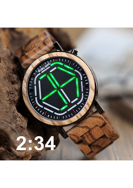 P13-1 Bobo Bırd L-P13 Erkek Güncel Paslanmaz Çelik Ahşap Saat Farklı Renkler Zebra Ahşap Kayış Lüks Saat Erkek (Yurt Dışından) fırsatları