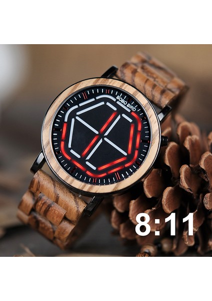 P13-1 Bobo Bırd L-P13 Erkek Güncel Paslanmaz Çelik Ahşap Saat Farklı Renkler Zebra Ahşap Kayış Lüks Saat Erkek (Yurt Dışından) indirimleri