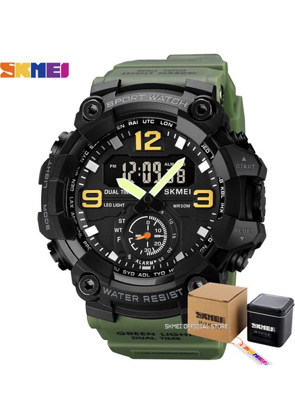 Kutu ile Color1 Skmeı Japonya Dijital Hareket LED Işık Spor Izle Erkek Askeri Tarih Geri Sayım Saati 5bar Su Geçirmez Kol Saatleri Reloj Hombre (Yurt Dışından)