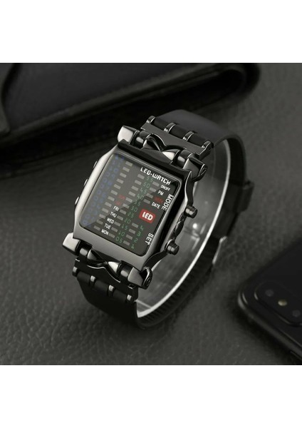 Kutusu Eillysevens Erkekler Spor Saatler Retro Kare Dijital Saat Erkekler LED Elektronik Saat Lüks Askeri Adam Kol Saati Reloj Hombre (Yurt Dışından)