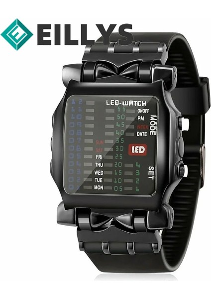Kutusu Eillysevens Erkekler Spor Saatler Retro Kare Dijital Saat Erkekler LED Elektronik Saat Lüks Askeri Adam Kol Saati Reloj Hombre (Yurt Dışından)
