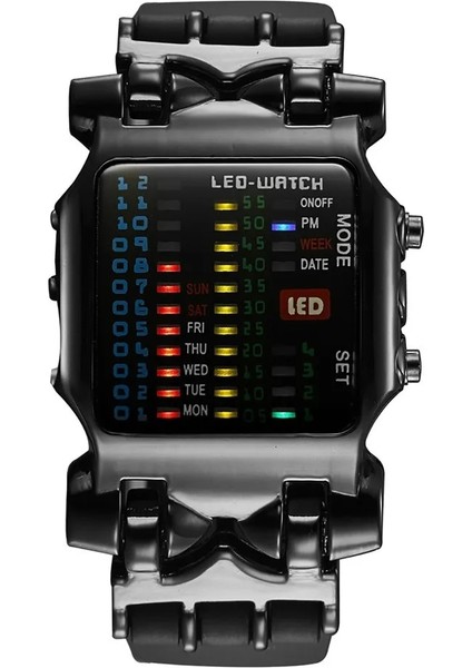 Kutusu Eillysevens Erkekler Spor Saatler Retro Kare Dijital Saat Erkekler LED Elektronik Saat Lüks Askeri Adam Kol Saati Reloj Hombre (Yurt Dışından)