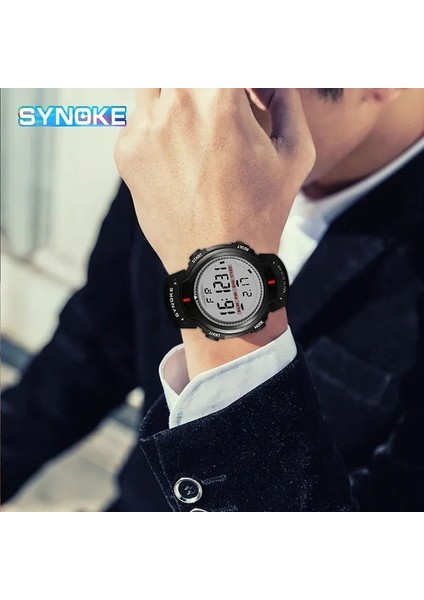 3bar Caz-Siyah Synoke Man Dijital Saat Askeri Erkek Büyük Kadranlı Saatler LED Erkekler Lüks Spor Su Geçirmez Kol Saatleri Erkek Alarmı Için Relgio 2022 (Yurt Dışından)