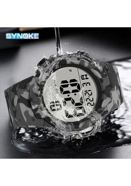 3bar Caz-Siyah Synoke Man Dijital Saat Askeri Erkek Büyük Kadranlı Saatler LED Erkekler Lüks Spor Su Geçirmez Kol Saatleri Erkek Alarmı Için Relgio 2022 (Yurt Dışından) fırsatları