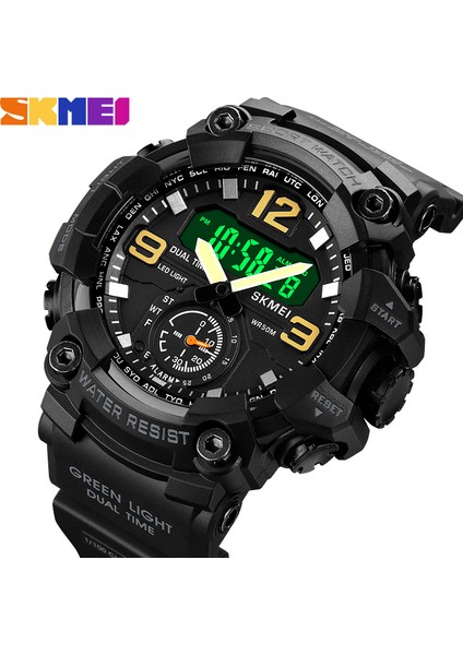 Color3 Kutusu ile Skmeı Japonya Dijital Hareket LED Işık Spor Izle Erkek Askeri Tarih Geri Sayım Saati 5bar Su Geçirmez Kol Saatleri Reloj Hombre (Yurt Dışından)