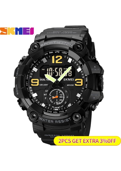 Color3 Kutusu ile Skmeı Japonya Dijital Hareket LED Işık Spor Izle Erkek Askeri Tarih Geri Sayım Saati 5bar Su Geçirmez Kol Saatleri Reloj Hombre (Yurt Dışından)