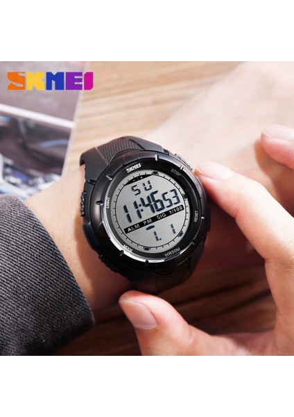 Siyah Kayış ile Skmeı Moda Basit Spor Izle Erkekler Askeri Saatler Çalar Saat Şok Dayanıklı Su Geçirmez Dijital Saat Reloj Hombre 1025 (Yurt Dışından)