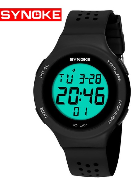 Siyah Synoke Ultra Ince Izle Unisex Dijital Kol Saatleri Kız Erkek Saatler Alarm Chrono Öğrenci Saati Rahat Spor LED Moda Izle (Yurt Dışından)