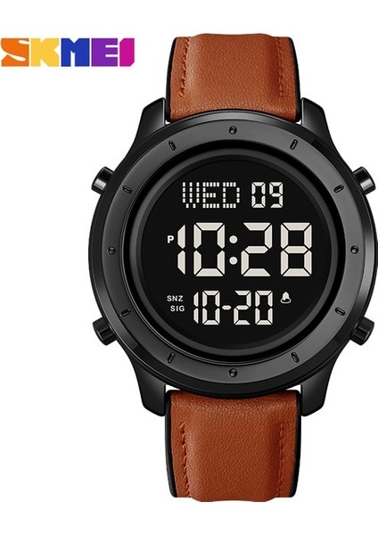 Deri 8 Skmeı Erkekler Dijital Saatler Moda Chrono Geri Sayım Elektronik Saat Lüks Paslanmaz Çelik Erkek Kronometre Relogio Masculino (Yurt Dışından)