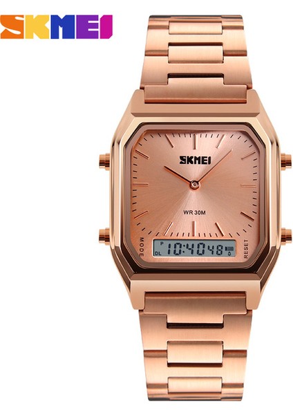 Gül Altın Skmeı Çift Ekran Izle Erkekler Dijital Çift Zamanlı Spor Chronograph Su Geçirmez Erkek Saat Kuvars Saatı Relogio Masculino (Yurt Dışından)