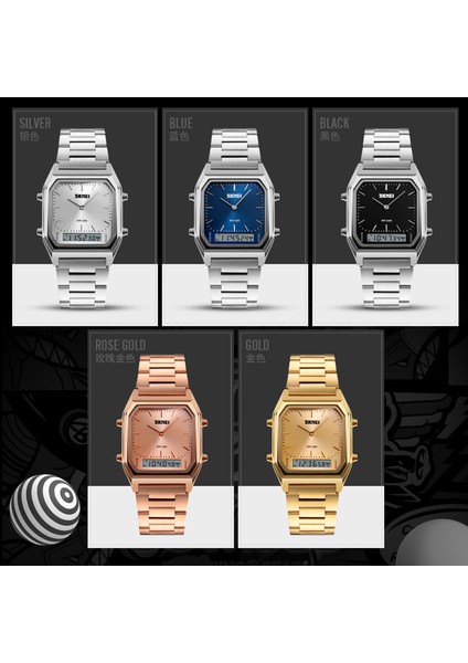 Gül Altın Skmeı Çift Ekran Izle Erkekler Dijital Çift Zamanlı Spor Chronograph Su Geçirmez Erkek Saat Kuvars Saatı Relogio Masculino (Yurt Dışından)