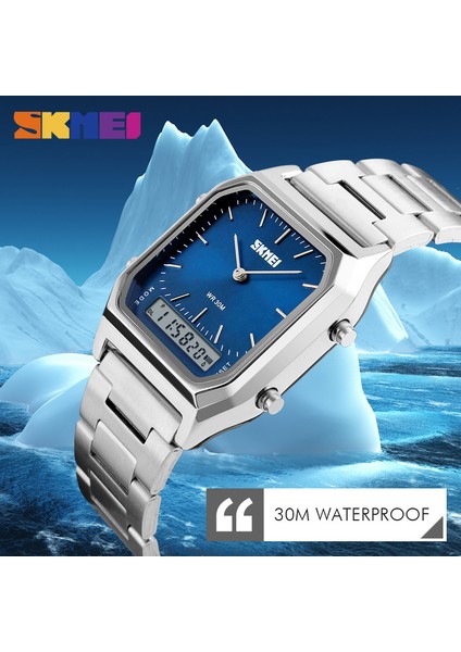 Gül Altın Skmeı Çift Ekran Izle Erkekler Dijital Çift Zamanlı Spor Chronograph Su Geçirmez Erkek Saat Kuvars Saatı Relogio Masculino (Yurt Dışından)