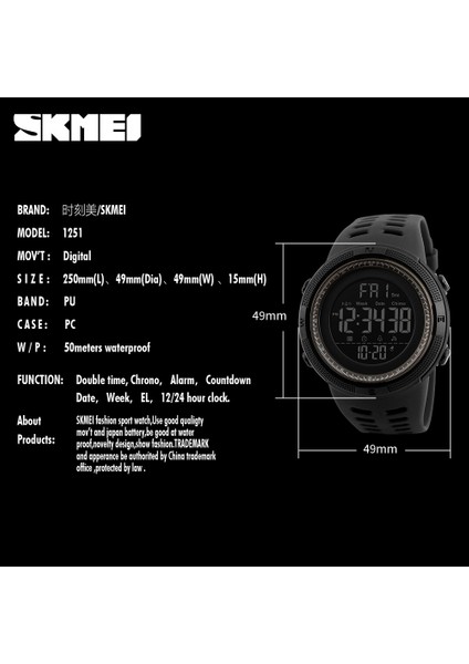 Siyah Kahverengi Skmeı Marka Erkek Spor Saatler Moda Chronos Geri Sayım Su Geçirmez LED Dijital Saat Adam Askeri Kol Saati Relogio Masculino (Yurt Dışından) fiyatları