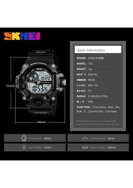 Siyah Erkekler Kuvars Dijital Saat Skmeı Relojes S Shock Spor Saatler Relojes LED Askeri Su Geçirmez Kol Saatleri Relogio Masculino (Yurt Dışından)