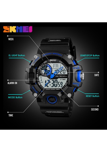 Siyah Erkekler Kuvars Dijital Saat Skmeı Relojes S Shock Spor Saatler Relojes LED Askeri Su Geçirmez Kol Saatleri Relogio Masculino (Yurt Dışından)
