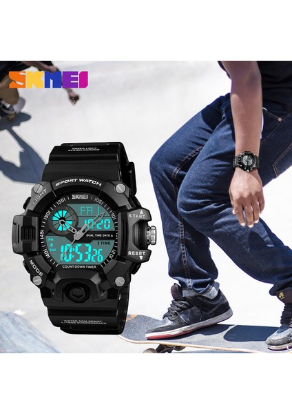 Siyah Erkekler Kuvars Dijital Saat Skmeı Relojes S Shock Spor Saatler Relojes LED Askeri Su Geçirmez Kol Saatleri Relogio Masculino (Yurt Dışından)