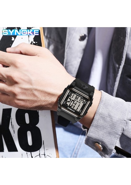 Siyah Synoke Dijital Saat Erkekler Için Su Geçirmez 50M Spor Askeri Elektronik Saat Erkekler Için Kol Saati Erkek Saat Montre Homme 9803 (Yurt Dışından)