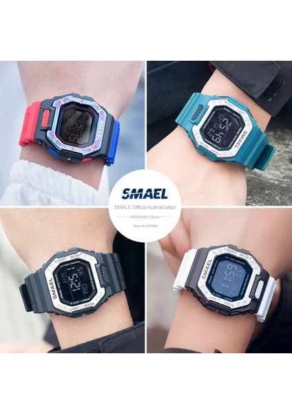 Siyah Gümüş Kutu Smael Erkekler Için Dijital Saatler 50 M Su Geçirmez Askeri Spor Izle LED Ekran Otomatik Tarih Elektronik Kol Saati Часы Relogio Reloj (Yurt Dışından)