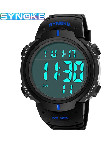 Mavi Synoke Erkekler Spor Saatler Chronos Geri Sayım Erkek Saati Su Geçirmez LED Dijital Saat Adam Elektronik Saat Relogio Masculino (Yurt Dışından)