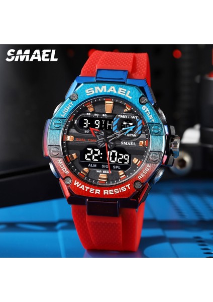 Şeffaf Gri Kutu Smael Ikili Zaman Kırmızı Dijital Saat Erkekler Askeri Spor Kronograf Kuvars Elektronik Kol Saati Tarih Haftası Su Geçirmez 8066 (Yurt Dışından) modelleri
