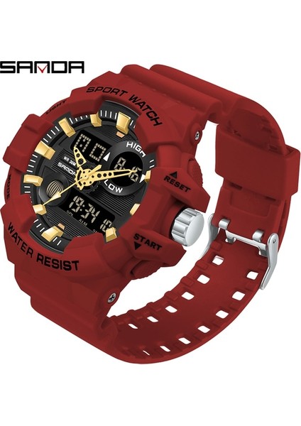 Kırmızı Sanda Yeni Spor Dijital Saat Erkekler Büyük Kadran Çok Fonksiyonlu LED Işık 50M Su Geçirmez Kol Saati Erkekler Için Relogio Masculino (Yurt Dışından)