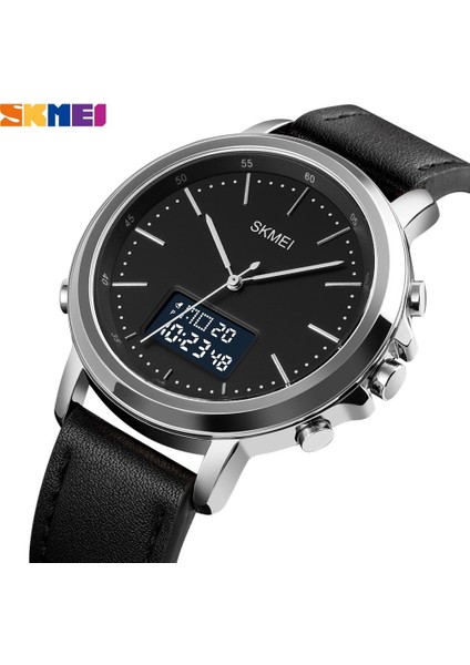 Siyah-Siyah Skmeı Üst Marka Erkekler Minimalizm Spor Saatler Moda Vintage Deri Kayış Elektronik Erkek Izle Saat Dijital Kol Saati 1652 (Yurt Dışından) fiyatları