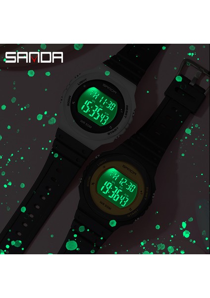 Yeşil Sanda Saatler Kadınlar Için Elektronik Kadın Saatleri Marka Lüks Moda LED Dijital Bayanlar Izle Su Geçirmez Klasik Izle (Yurt Dışından) indirimleri