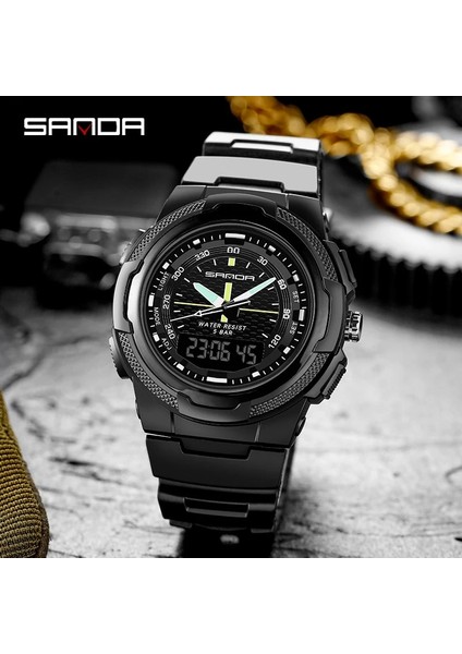 Siyah Kırmızı Sanda Yeni Lüks Spor Erkekler Rahat Tarzı Askeri Saatler Erkekler Su Geçirmez Yeni Elektronik Çift Gösteri Açık Hava Spor Kol Saati (Yurt Dışından) fiyatları