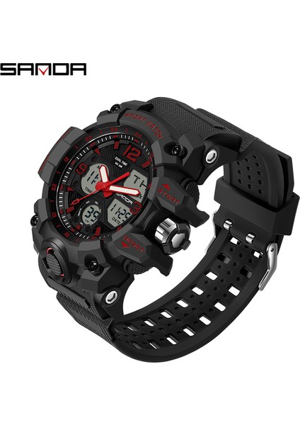 6030 Erkekler Siyah Kırmızı Sanda Moda Açık Spor Izle Lüks Dijital Kol Saati Aydınlık Ekran Su Geçirmez Darbeye Dayanıklı Saat Kadın Spor Saatleri (Yurt Dışından)