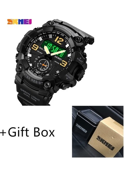 Siyah Kutusu ile Skmeı Marka Dijital Kuvars Spor Saatler Erkekler Moda LED Tarih Geri Sayım Chrono Su Geçirmez Saat Kol Saatleri Reloj Hombre (Yurt Dışından)