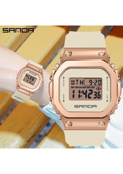 Siyah Gül Altın Sanda Erkekler LED Işık Dijital Spor Izle Kadınlar Su Geçirmez Chrono Alarm Saatler Tarih Retro Saat Bayanlar Izle Reloj Hombre (Yurt Dışından) modelleri