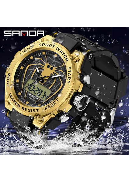 Erkekler Için Gümüş Kuvars Saat Sanda Izle Su Geçirmez Kronometre LED Saatler Erkek Saat Örümcek Spor Saatler Erkekler Relogio Masculino Dijital (Yurt Dışından) fiyatları