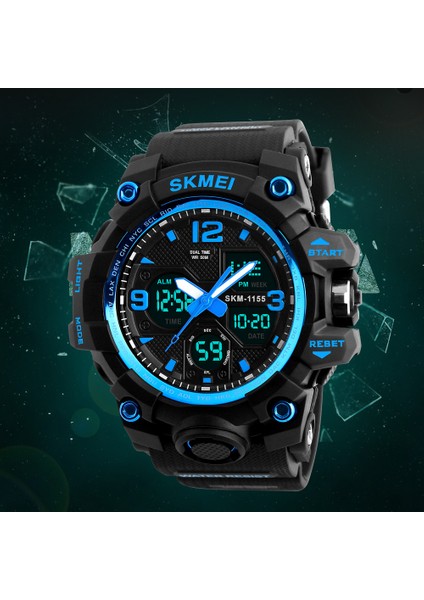 Mavi Skmeı Marka Erkek Spor Saatler S Şok Erkekler Kronometre Dijital Saat Çift Zamanlı Ekran Kol Saati Su Geçirmez Saat Relojes Hombre (Yurt Dışından) indirimleri