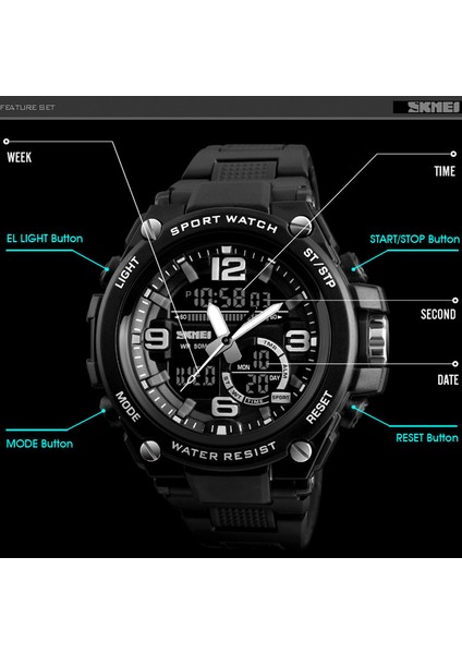 Siyah Relogio Masculino Erkek Spor Saatler Dalış 50 M Dijital LED Askeri Izle Erkekler Rahat Elektronik Kol Saatleri Relojes Skmeı 2018 (Yurt Dışından) indirimleri