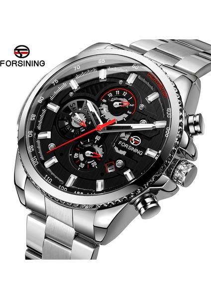 T12 Forsining Paslanmaz Çelik Spor Su Geçirmez Erkek Kol Saati Otomatik Mekanik Saatler Erkek Çok Fonksiyonlu Saat Reloj Hombre (Yurt Dışından)