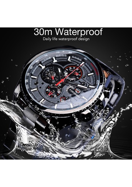 T12 Forsining Paslanmaz Çelik Spor Su Geçirmez Erkek Kol Saati Otomatik Mekanik Saatler Erkek Çok Fonksiyonlu Saat Reloj Hombre (Yurt Dışından) modelleri