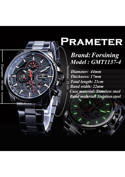 T12 Forsining Paslanmaz Çelik Spor Su Geçirmez Erkek Kol Saati Otomatik Mekanik Saatler Erkek Çok Fonksiyonlu Saat Reloj Hombre (Yurt Dışından) indirimleri