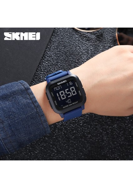 Siyah Siyah Açık Spor Izle Erkekler Çok Fonksiyonlu Chrono 5bar Su Geçirmez Çalar Saat Dijital Kol Saatleri Reloj Hombre Skmeı Montre Homme (Yurt Dışından)
