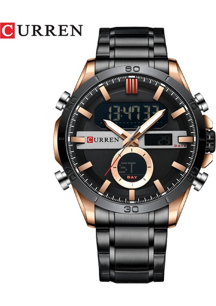 Gül Altın Siyah Curren Erkekler Için Yeni Moda Altın Saatler Chronograph Spor Dijital Erkek Saati Aydınlık Su Geçirmez Erkek Saat Relogio Masculino (Yurt Dışından)