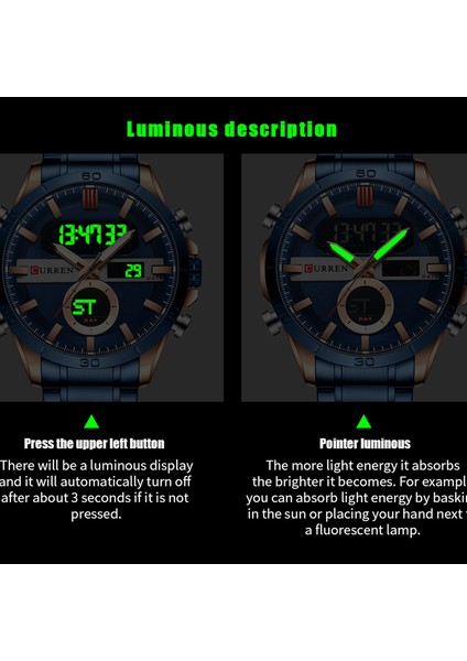 Gül Altın Siyah Curren Erkekler Için Yeni Moda Altın Saatler Chronograph Spor Dijital Erkek Saati Aydınlık Su Geçirmez Erkek Saat Relogio Masculino (Yurt Dışından) indirimleri