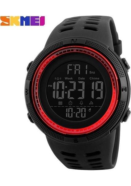 Siyah Kırmızı Skmeı Marka Kol Saati Erkekler Spor Saatler Moda Chronos Geri Sayım Su Geçirmez LED Dijital Saat Adam Askeri Relogio Masculino (Yurt Dışından)